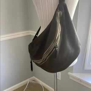 Woman’s olive green Leather Sling Bag